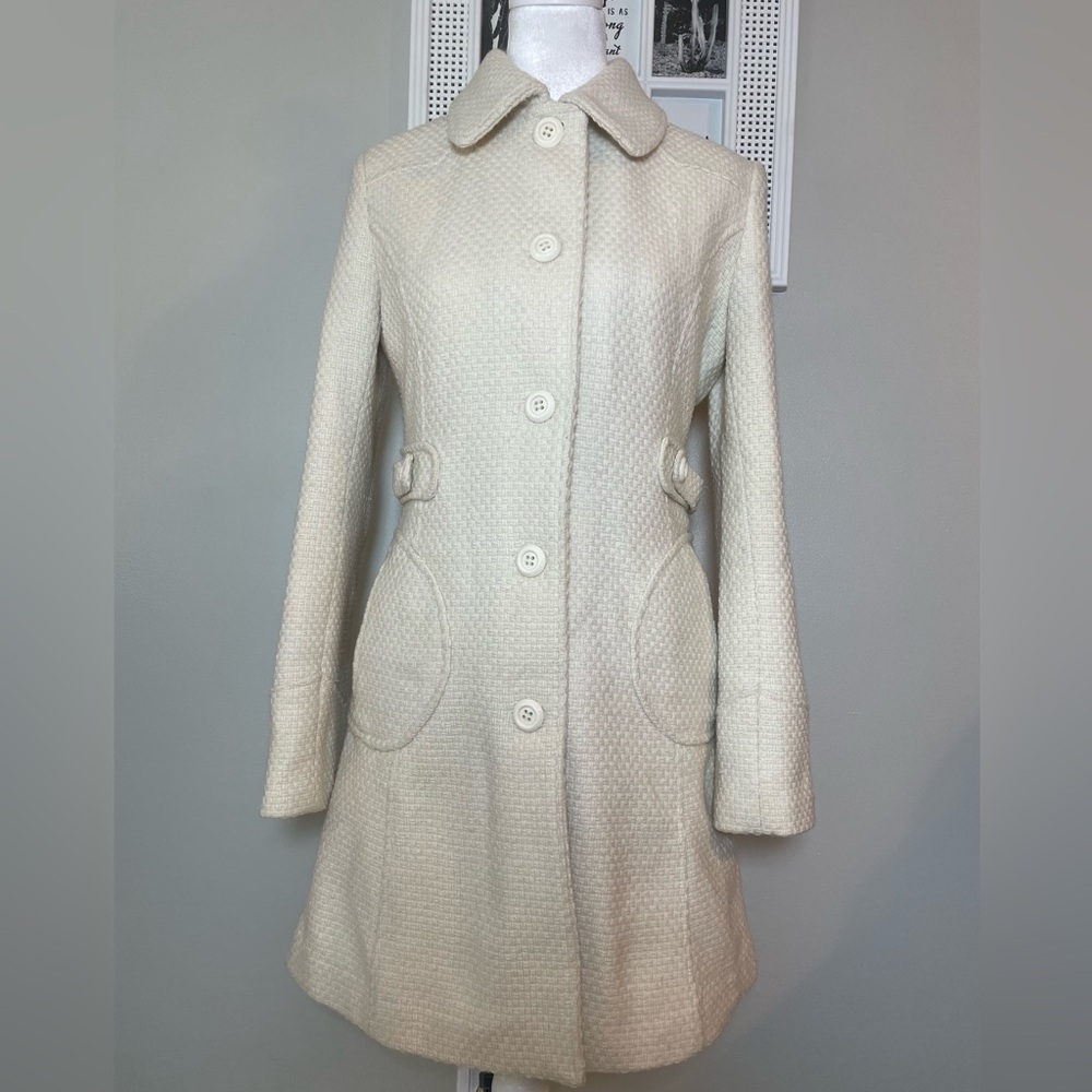 Maralyn & Me Single Breast Button Down Wool Trench Coat